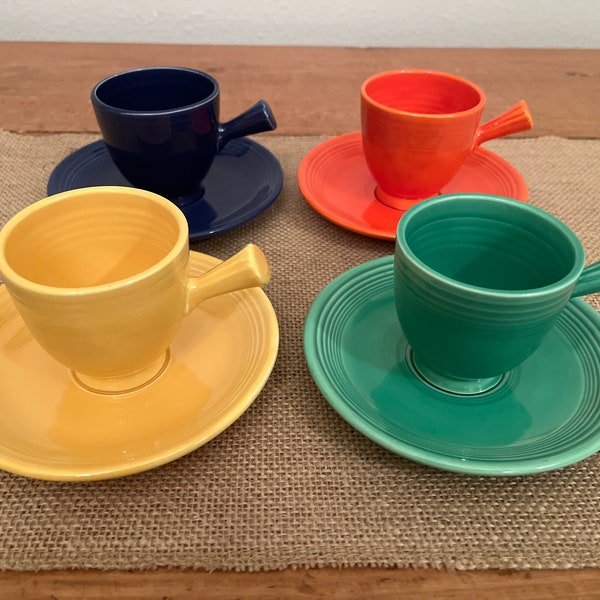 Fiesta VINTAGE DEMITASSE AD Teacup and Saucer Set- Original Colors