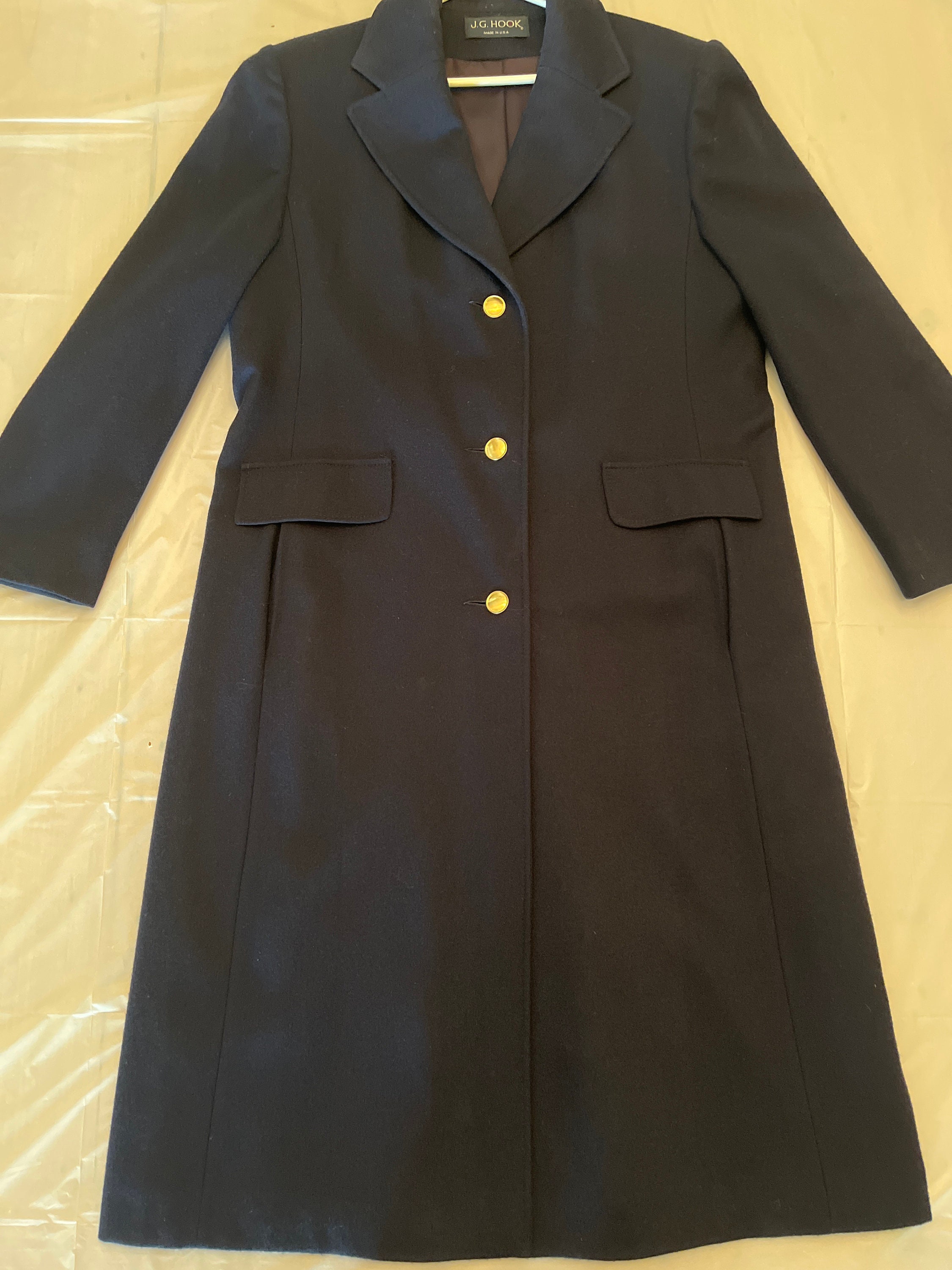 J G HOOK Classic Full Length Navy Wool Coat Size L 1214 Etsy