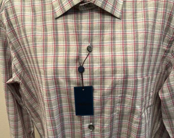 David Donahue Trim Fit Plaid Dress Shirt NWT