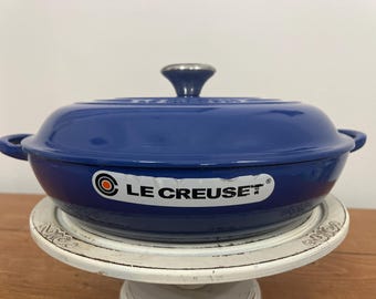 Le Creuset #30 3.5 Quart BRAISER MARSEILLE BLUE Like New Shallow Fry Pan Covered Skillet Cast Iron Cookware