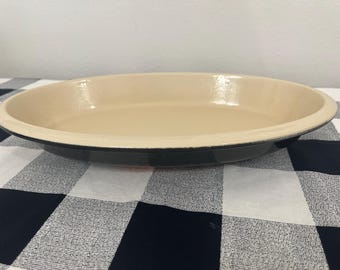 Le Creuset #32 (2 Quart) BLACK OVAL BAKER Vintage Heat Ring Au Gratin Roasting Pan Casserole Dish Vintage Cast Iron Cookware