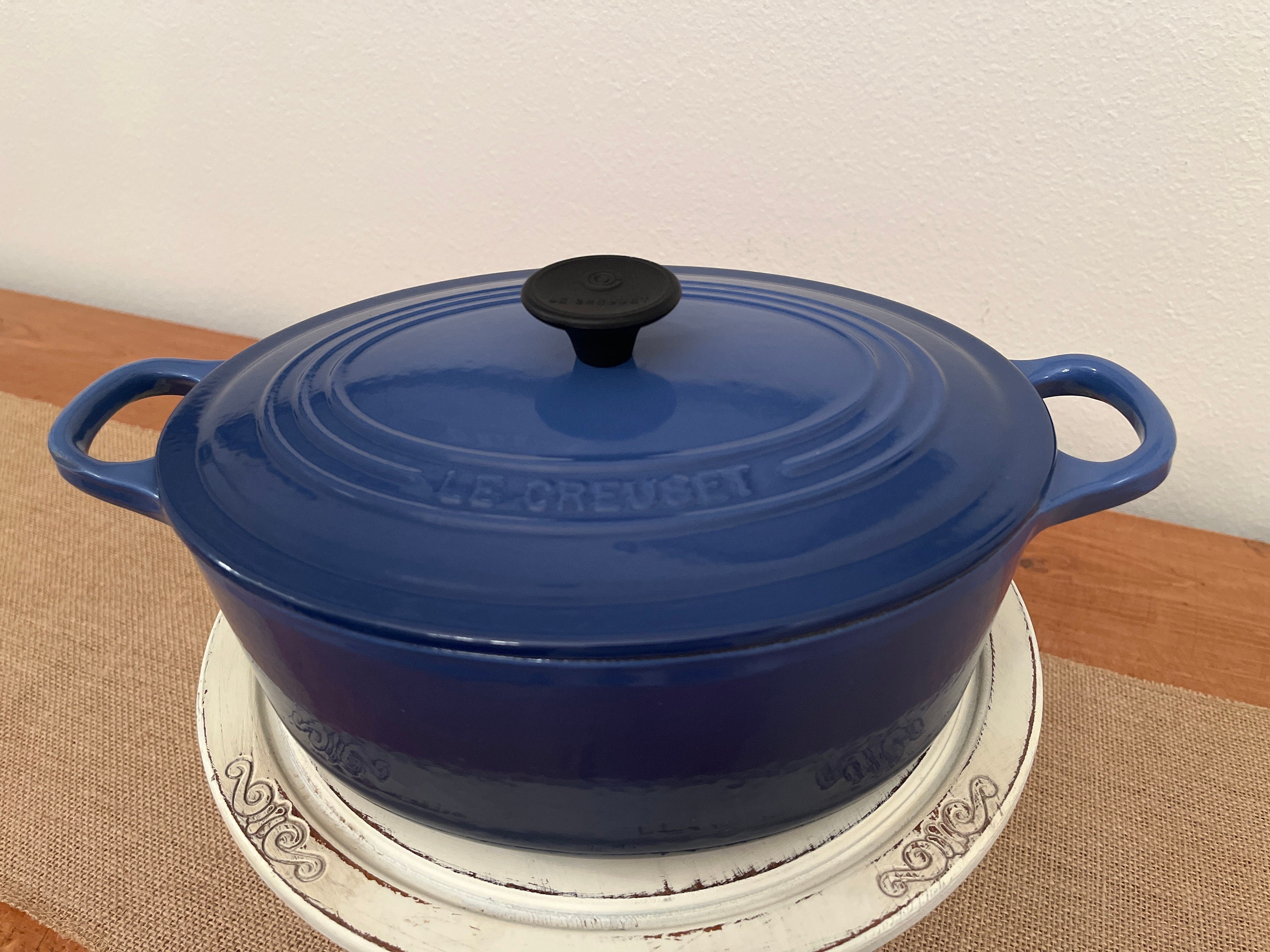 Le Creuset Enameled Cast Iron Dutch Oven with Trivet and Stoneware Pitcher