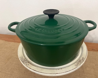 Le CREUSET #24 - 4.5 Quart Round Dutch Oven HUNTER GREEN Cast Iron Cookware