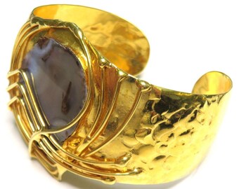 Artisan Agate Cuff Gold Plated
