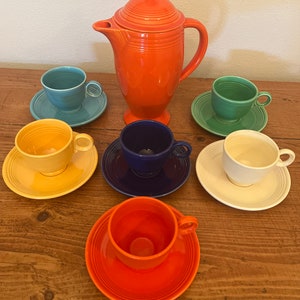 Fiesta Teacup and Saucer Set-VINTAGE ORIGINAL 6 COLORS Fiestaware Vintage China