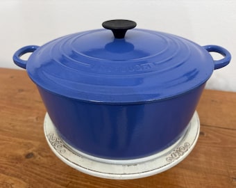 Le Creuset #28 7.25 Quart Round Dutch Oven Marseille Blue Cast Iron Cookware Pot