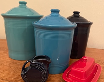 Fiesta MEDIUM 2 Quart CANISTER PEACOCK Blue Fiestaware Kitchen Countertop Storage