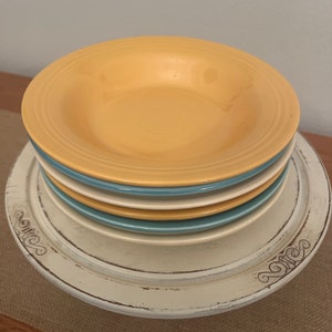 Fiesta Stacking 9&quot; Rim Soup Bowl DEEP PLATE Choice of 6 Original Colors Fiestaware Vintage Dishes Bowl Plate