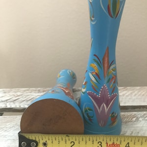 MCM Painted Wood Candleholders-Pair