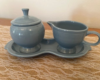 Fiesta Individual Sugar Bowl and Individual Creamer Set in PERIWINKLE BLUE P86 Fiestaware cream and sugar tea time set