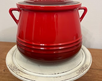 Set of Six New LE CREUSET Mini Bean Pot 20 Oz. With Lid * Red