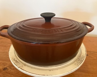 Le Creuset #23 2.75 Quart Oval Dutch Oven FIG BROWN Cast Iron Pot Cookware