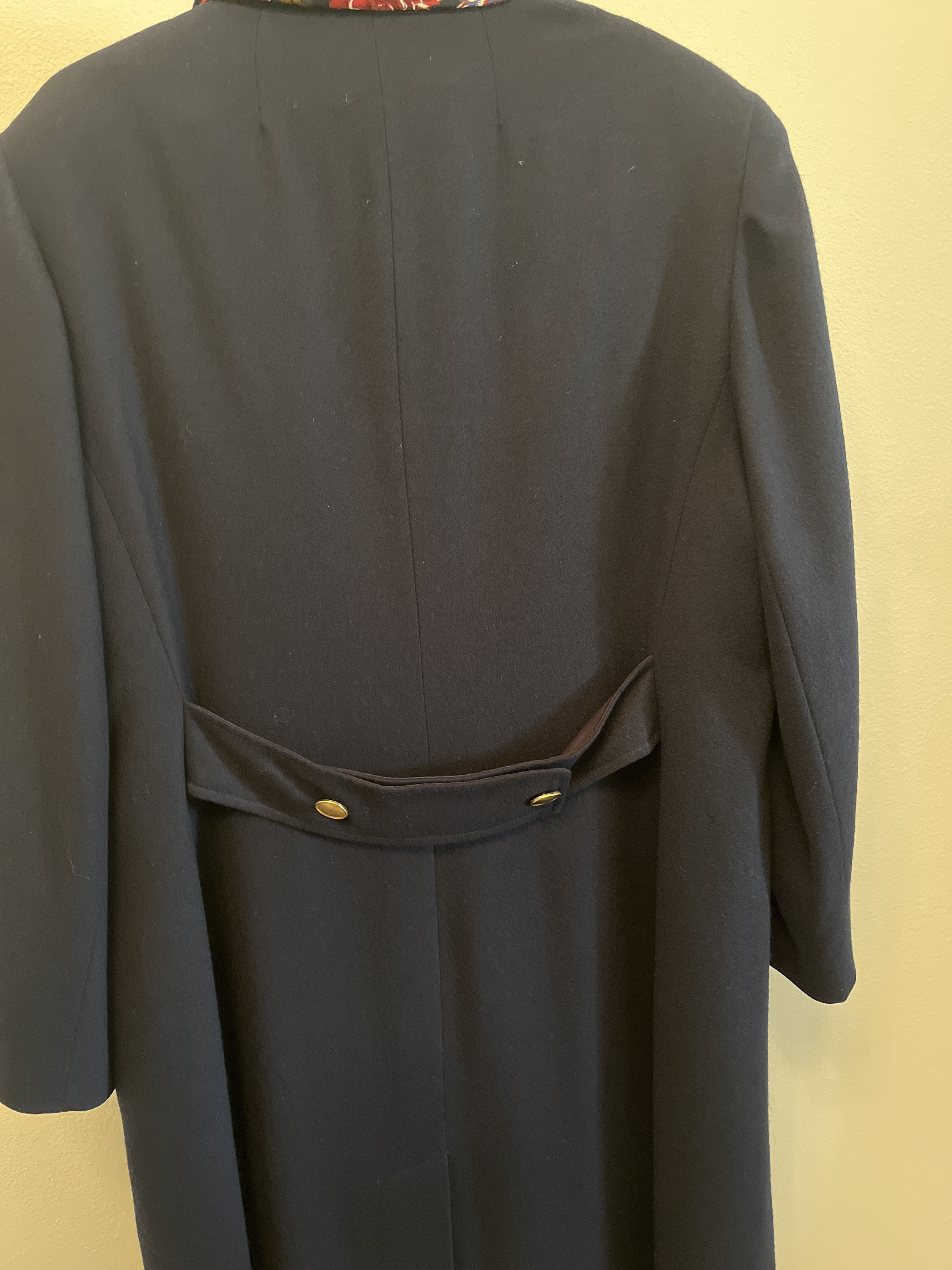 J G HOOK Classic Full Length Navy Wool Coat- Size L (12-14