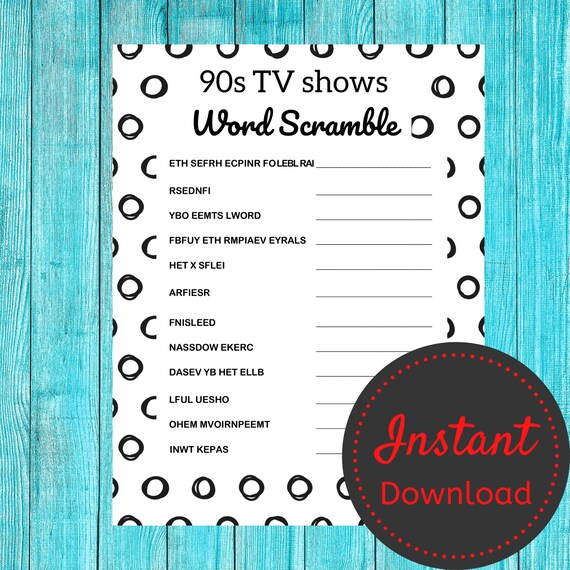 90s TV Shows Game Word Scramble Printable Word Scramble for - Etsy