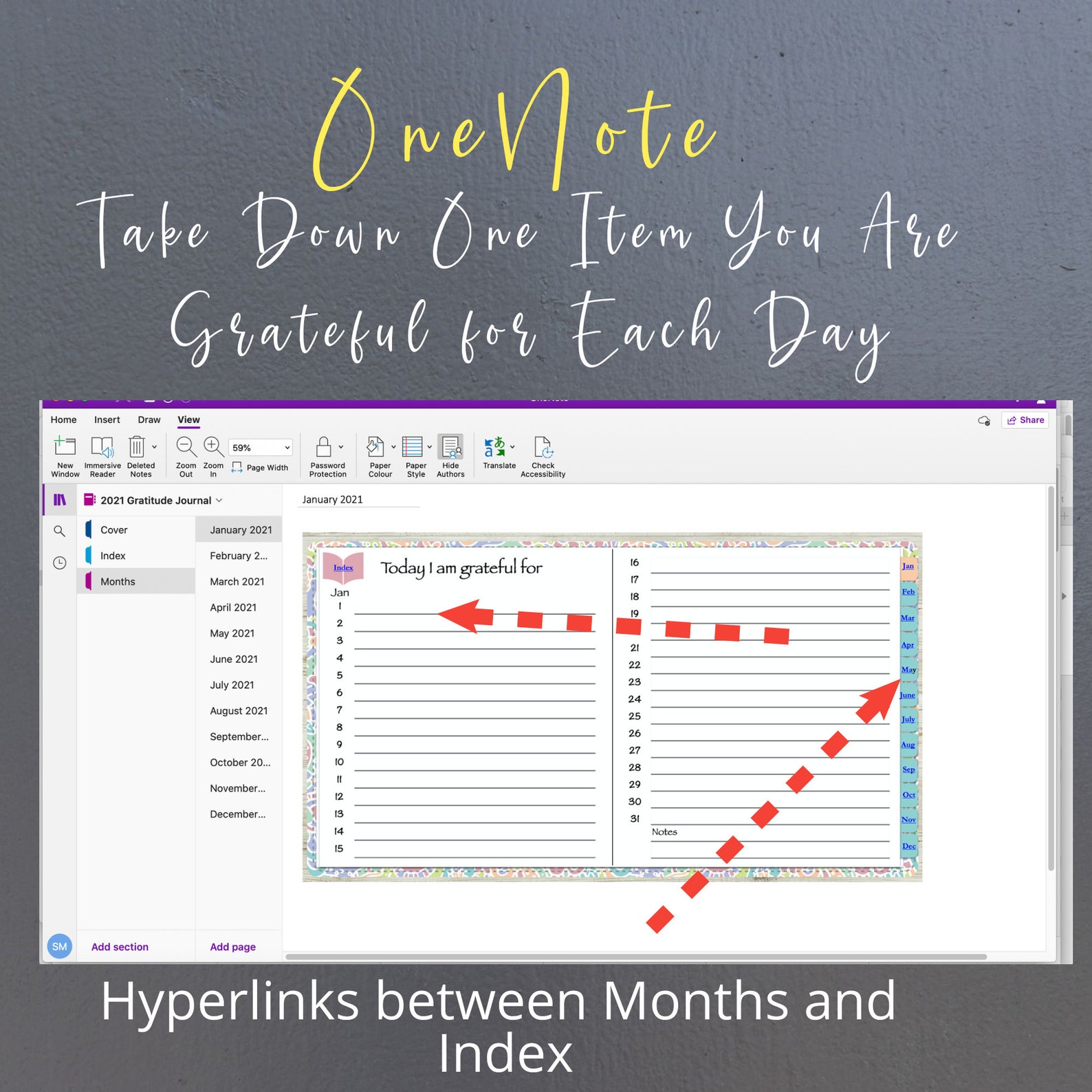 Onenote 2021 Floral Gratitude Journal Onenote Digital Journal 2021