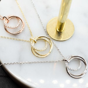 3 rings for 3 generations necklace mother daughter grandmother Necklace gift for grandma and mum Family pendant image 4