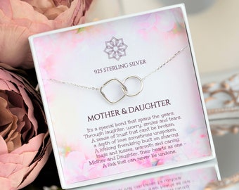 Mother daughter necklace | Mothers Day Birthday or Christmas gift for mother or daughter | Interlocking rings necklace  | Mother quote