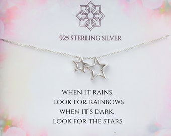 Star Necklace For Friend or Daughter | When It Rains Look for Rainbows Inspirational Quote | Christmas Gift for Her