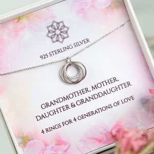 4 rings for 4 generations necklace | mother daughter granddaughter grandmother | Necklace gift for grandma and mum | Family pendant