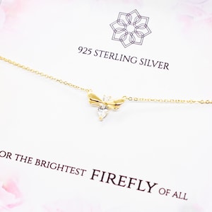 Firefly Halskette | Insekten Halskette | Glühwürmchen Anhänger | Glühwürmchen 925 Silber | Leuchtkäfer Geschenk für sie