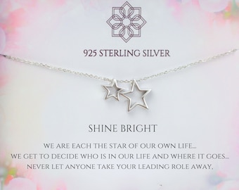 Star Necklace | Shine Bright Inspirational Quote | Christmas Gift for Her