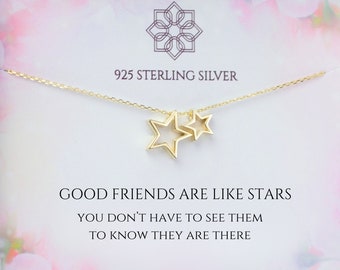 Idea de regalo de Navidad o cumpleaños para un amigo / collar de estrella minimalista plata de ley