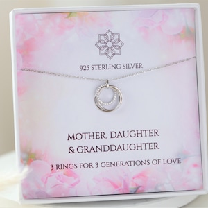 3 rings for 3 generations necklace | mother daughter granddaughter | Necklace gift for grandma mum daughter granddaughter | Family pendant