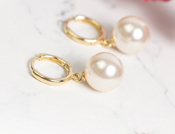 Boucles D'oreilles Créoles Perles En Pâte De Verre - Plaqué Or 14K - Fait Main - Neuf Avec étiquettes