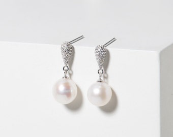 Pearl June Birthstone Earrings | June Birthstone | June Birthday Pearls |  Vegan Pearls