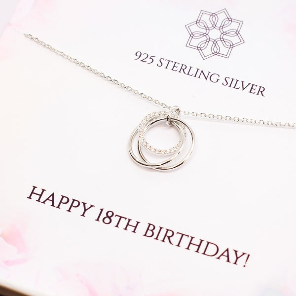 Idée cadeau pour son 18e anniversaire | Collier en argent 18e anniversaire pour fille nièce petite-fille | Cadeau personnalisé 18e au Royaume-Uni