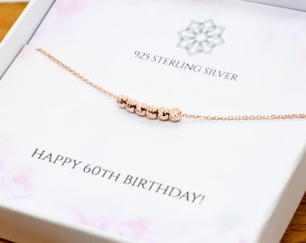 60th birthday gift idea for her | 6 decades necklace | Rose gold 60th necklace