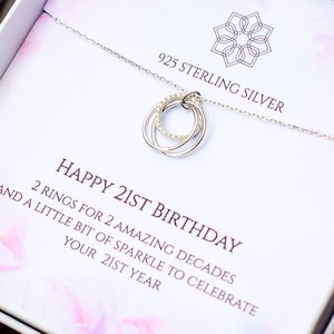 21st birthday gift idea for her | 21 birthday silver necklace for daughter friend granddaughter | Personalised 21st gift in the UK