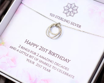 21st birthday gift idea for her | 21 birthday silver necklace for daughter friend granddaughter | Personalised 21st gift in the UK