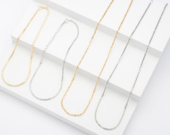 Sparkly Simple Silver or Gold Chain for Women | Necklace and Bracelet Set | Sterling silver Christmas Party Jewellery