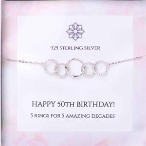 Sterlingzilveren ketting 50e verjaardag: cadeau voor vijf ringen