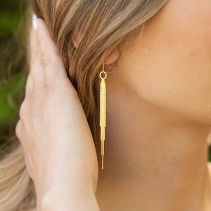 Minimalist Tassel Earrings | Gold Statement Party jewellery | Sterling silver Long Drop Earrings
