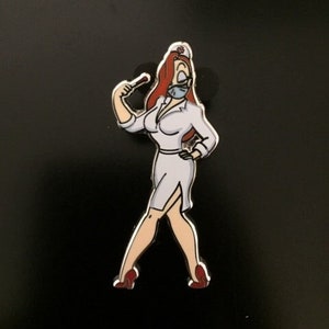 Disney's Jessica Rabbit in mask as nurse fantasy pin! Who Framed Roger Rabbit mask pin with thermometer.