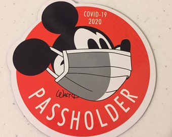 Mickey Mouse with Mask 4&quot; passholder magnet 2020 pass holder magnet!