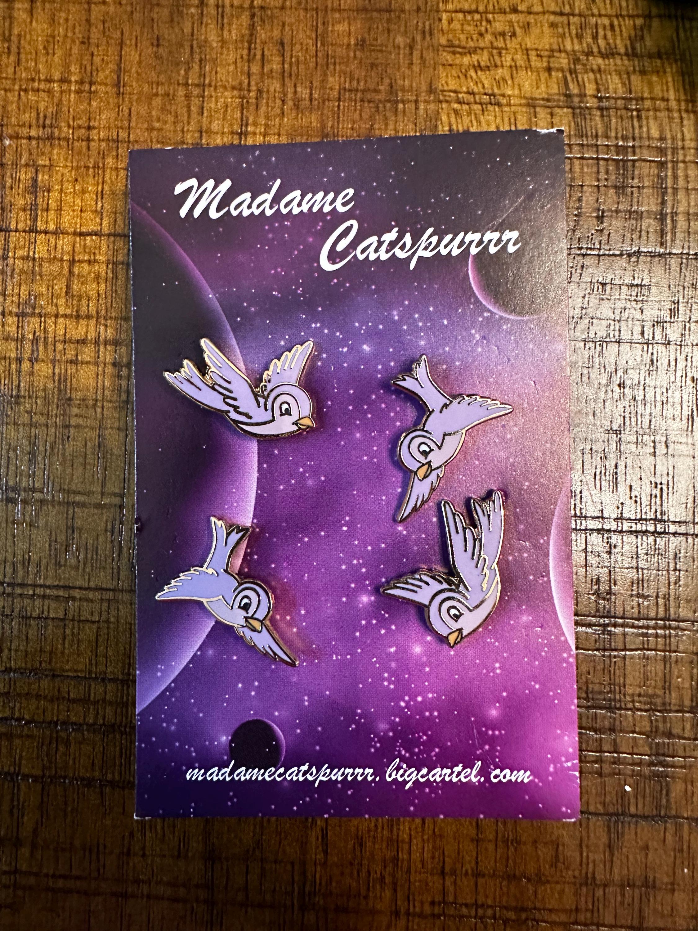Disney Snow White Fantasia Cinderella Bird Fantasy Pin Set Purple 4 Pin Set Birds Madame Catspurrrr Set