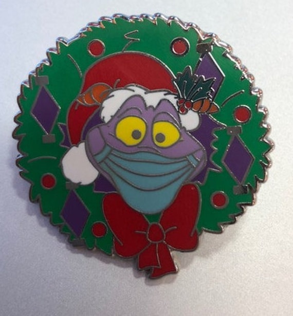 Disney Figment Mask Pin Figment in Christmas Wreath With Mask Epcot Journey  into Imagination Holiday Fantasy Pin 1/2”