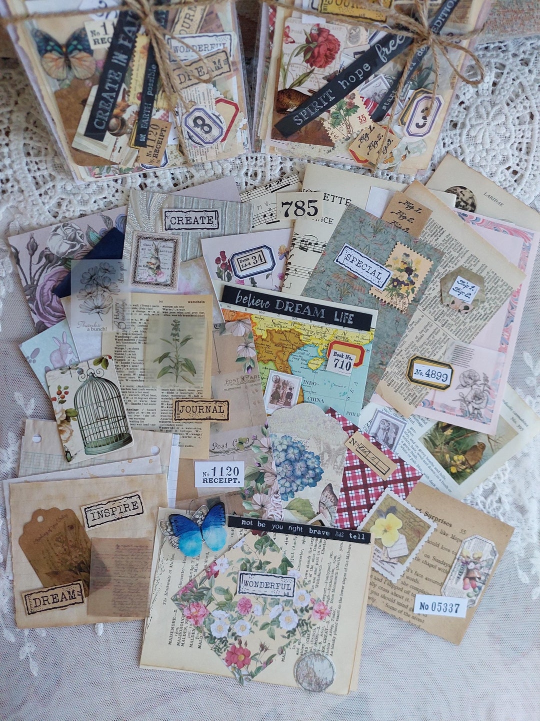 Mixed Pack of Scrappy Paper, Journal Ephemera, Junk Journal Paper 70 ...