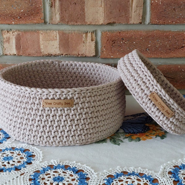 Crochet storage basket. Handmade. Hand crocheted. Home decor. Kitchen, bathroom. Shelf storage. Organiser. Eco friendly. Crafts. Gift.
