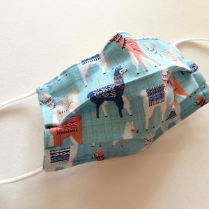 Ooh La Llama | Alpaca & Llama Face mask with nose wire and optional filter pocket | 2 or 3 layers | Adult Youth Kids