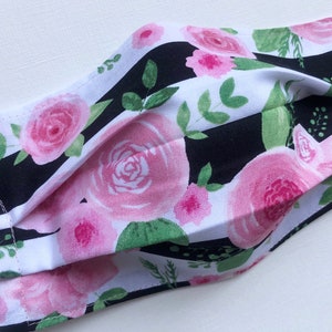 Pretty Pink Face Mask with Nose Wire and Adjustable Elastic Bands | Optional Filter Pocket | 2 or 3 layers cotton | Adult & Kids Sizes