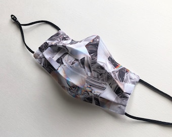 Diamond Optical Illusion Face Mask with a Nose Wire & Adjustablr Elastic Bands | Optional Filter Pocket | 2 or 3 layers cotton