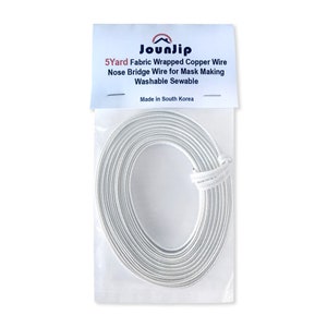 White, 5 Yards - No Plastic Washable Sewable Nose Bridge Strip Fabric Wrapped Copper Wire