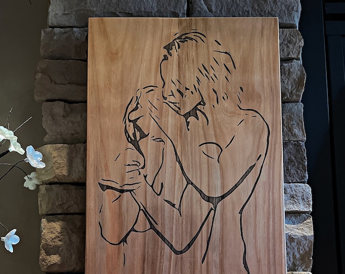 Featured listing image: Unique Erotic Art Piece: The Kiss on Handmade Hardwood Canvas