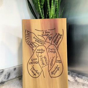 Obra de arte mural "Soy suficiente": Afirmaciones diarias sobre lienzo de madera hecho a mano. Inspiración "Soy suficiente". Poder femenino.
