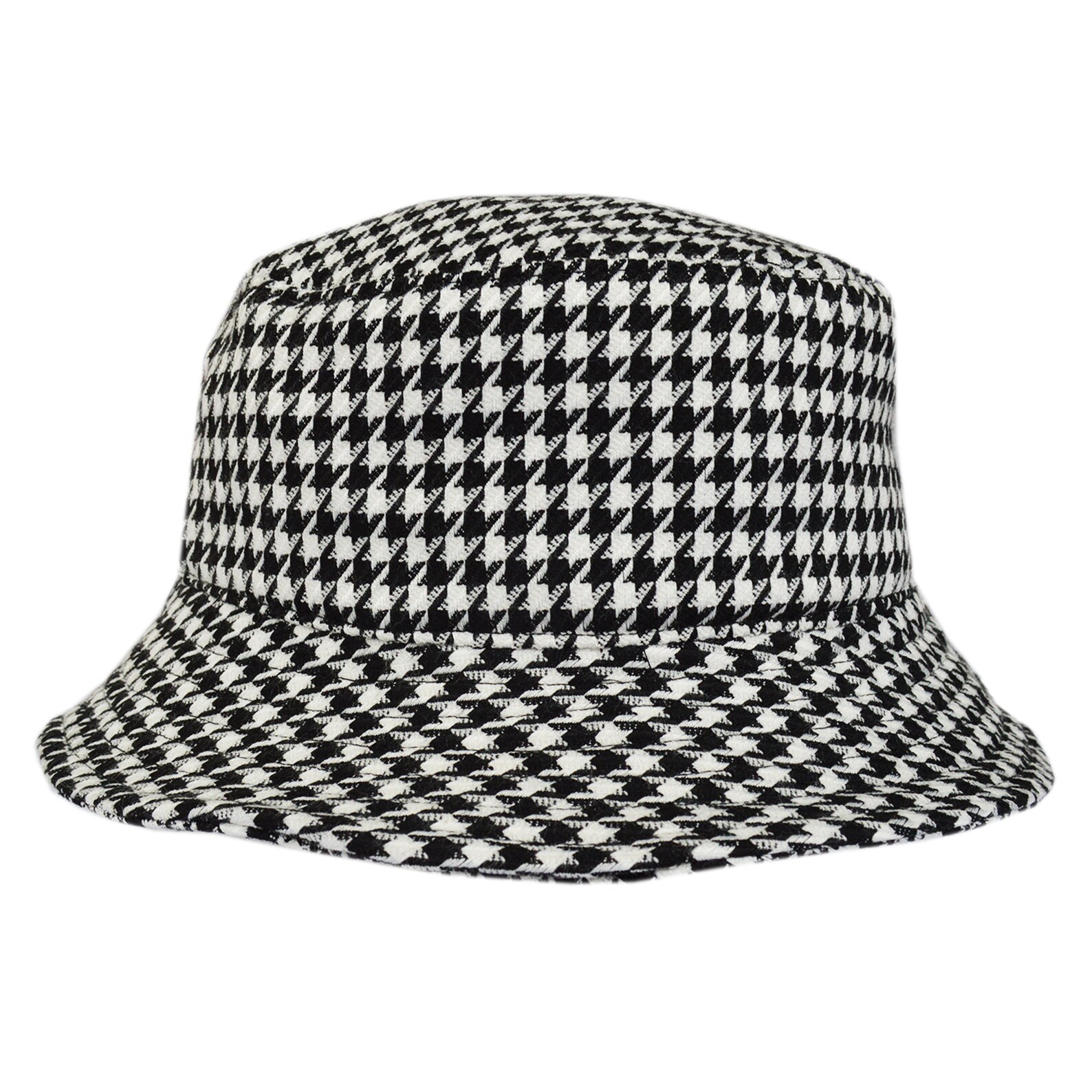 Houndstooth Wool Bucket Hat Black and White Bucket Hat Etsy