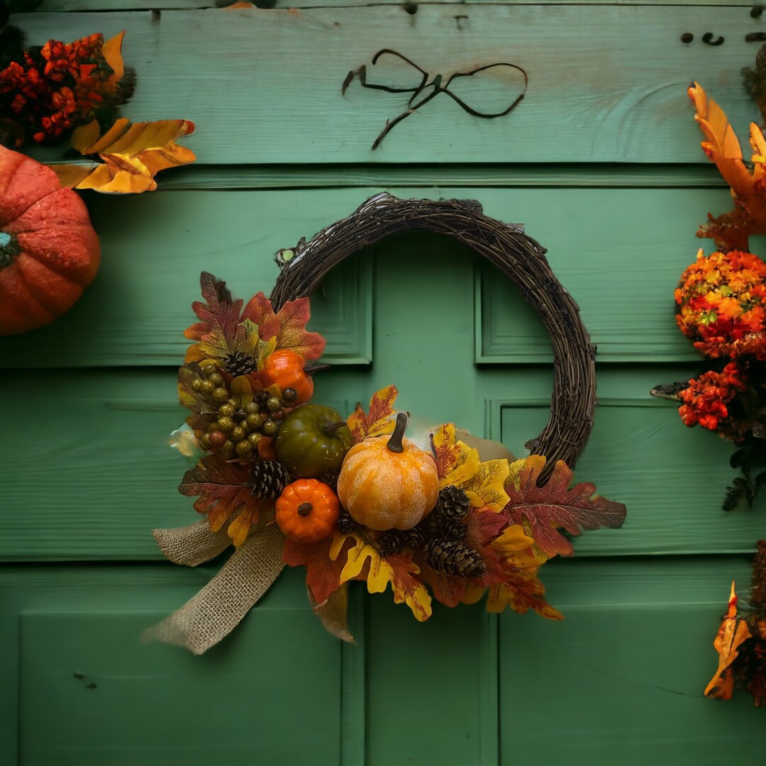 Autumnal Wreath Thanksgiving Wreath Fall Door Wreath Etsy